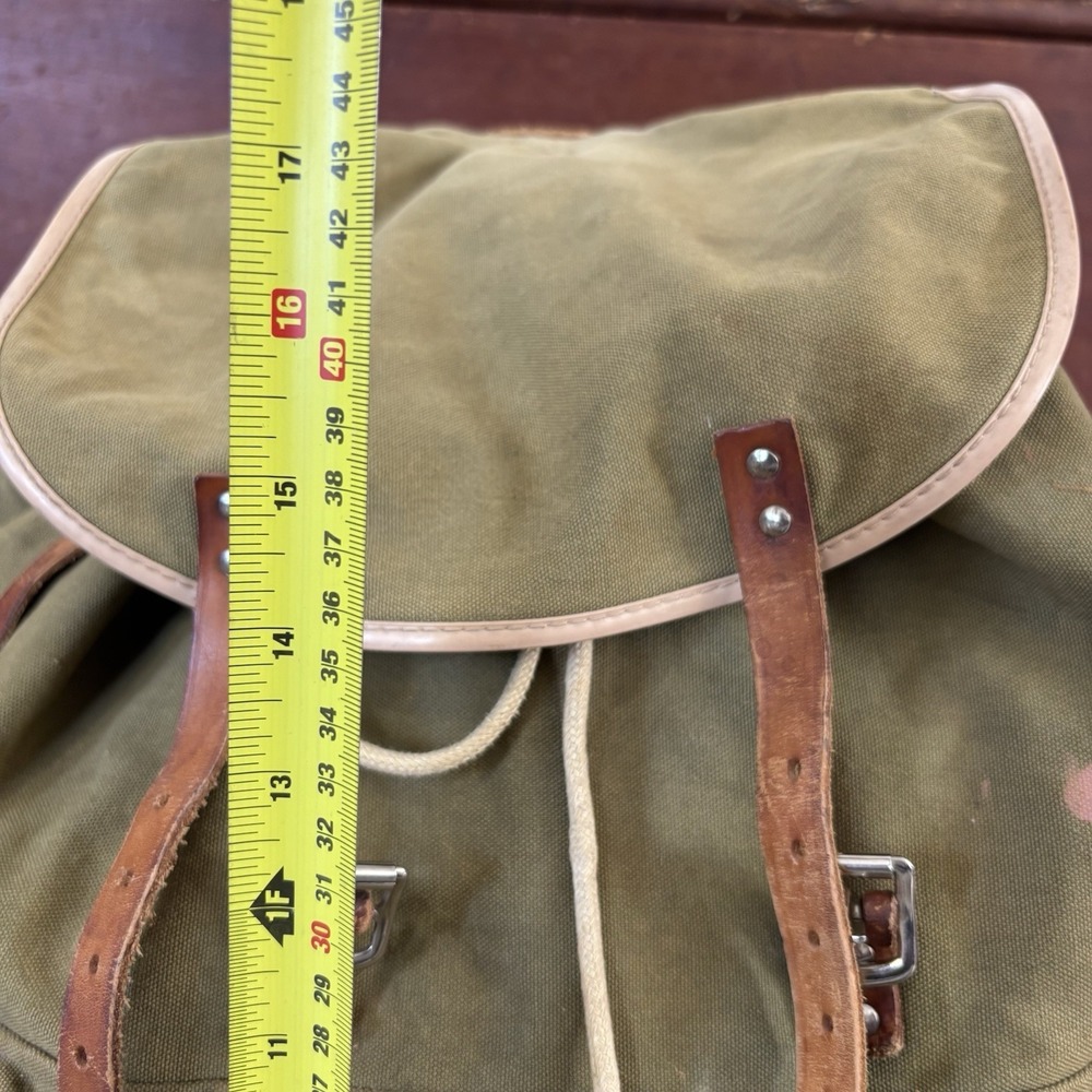 Vintage Rare Army Military Metal Framed Canvas Leather Backpack Ruck Sack - Picture 9 of 16